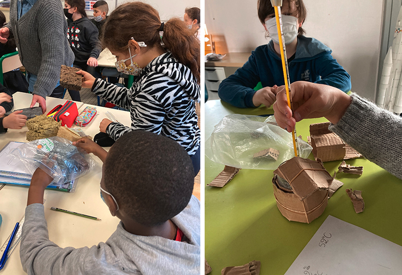 Lors des ateliers menés par le pôle énergie du CAUE 94, les enfants sont amenés à faire des expériences.