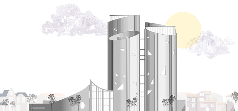 Réservoir de Saint-Maur, façade sur rue - Projet de fin d'études