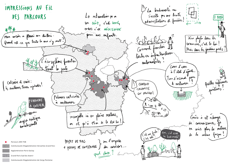 Carte sensible restituant les 10 parcours de l'AMI