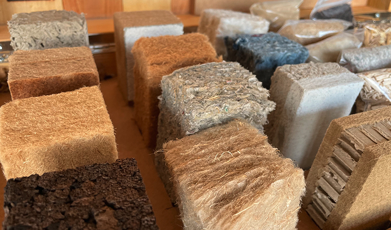 Quelques échantillons de matériaux biosourcés